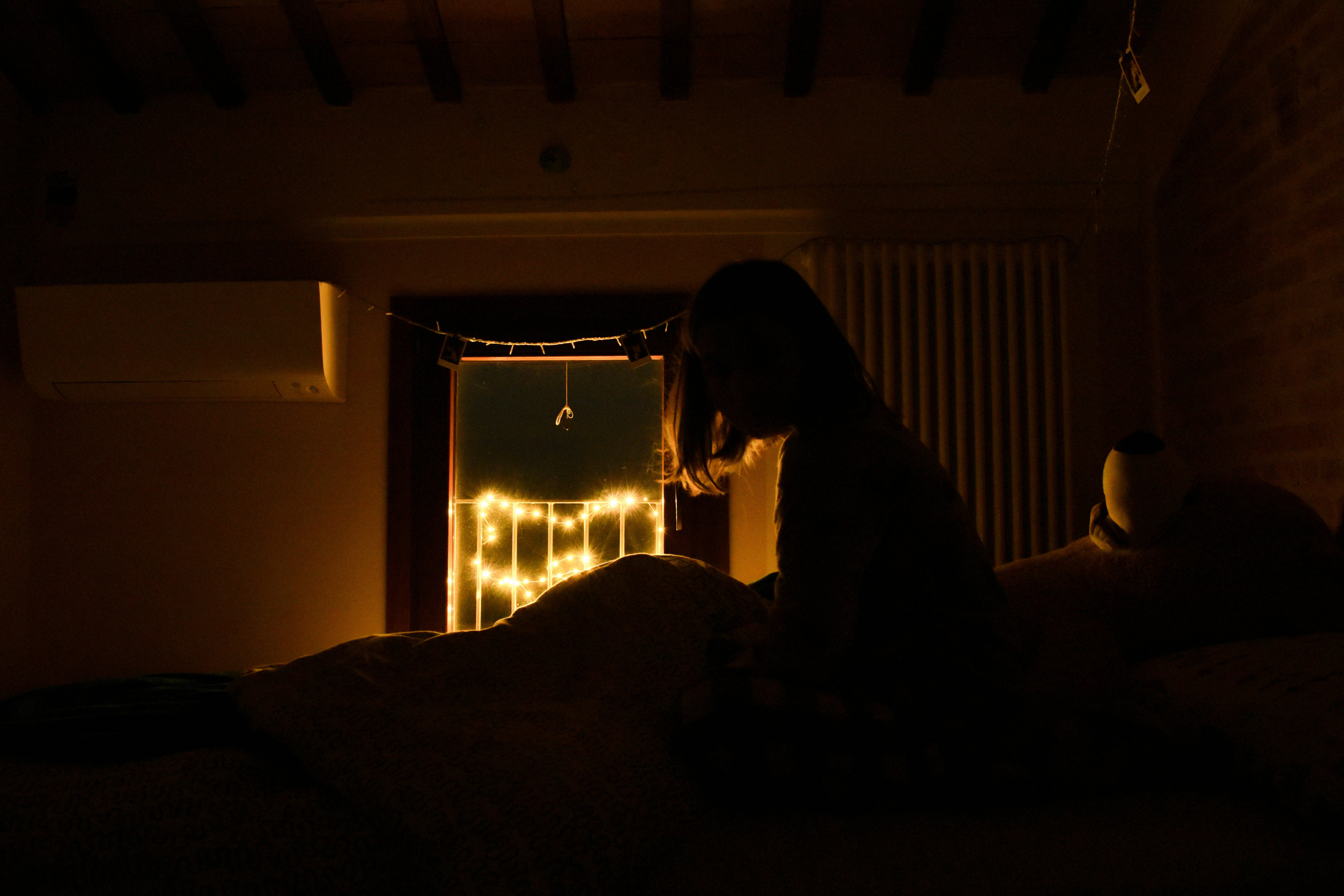Person having difficulty falling asleep at night
